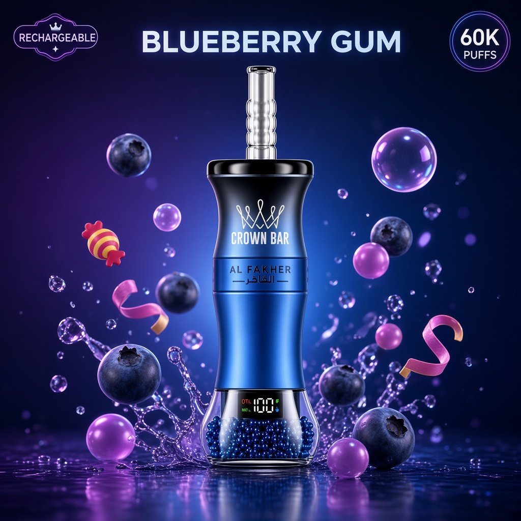 Al Fakher Crown Bar 60K – Blueberry Gum — оригинален Al Fakher вејп